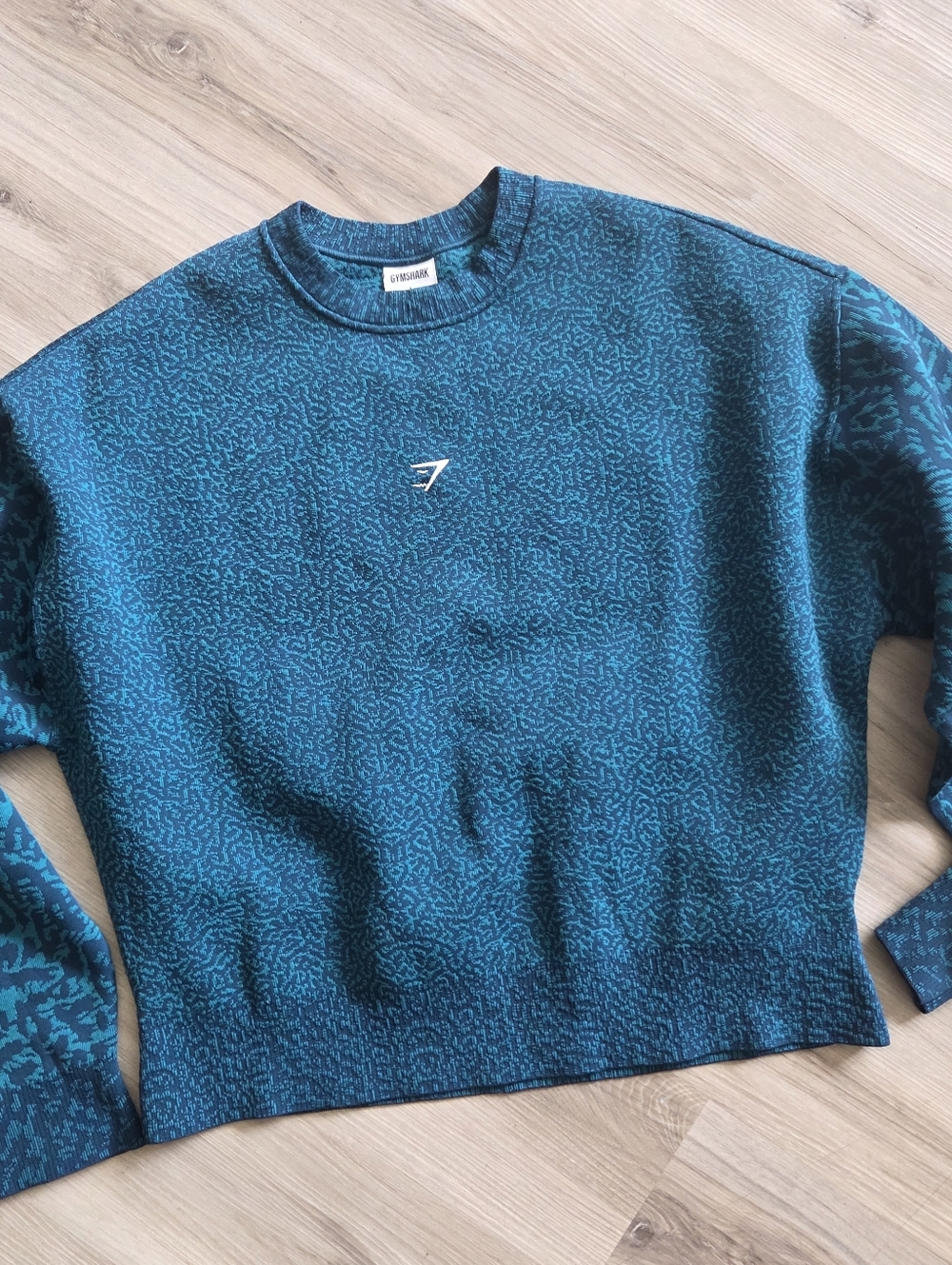 Gymshark Adapt Animal Crewneck Sweatshirt Jacquard‎ Reef Teal Size LARGE NWOT